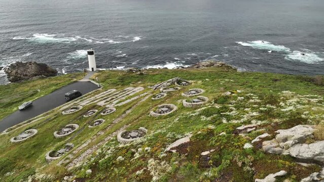 Faro de Laxe en A Coru&ntilde;a a vista de drone