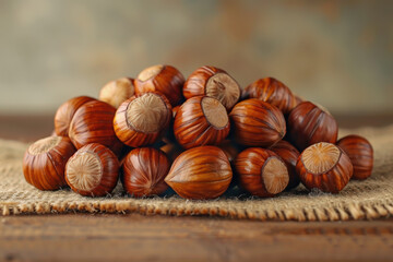 Fototapeta premium Roasted Chestnuts on Rustic Brown Background