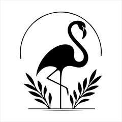 Flamingo silhouette vector. Vector flat flamingo silhouette isolated on a white background. Flamingo icon design. Flamingo symbol. Vector illustration