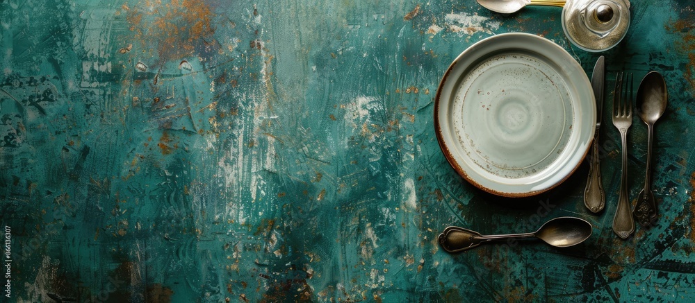 Aufkleber grunge background with a chinese table setting featuring copy space image.