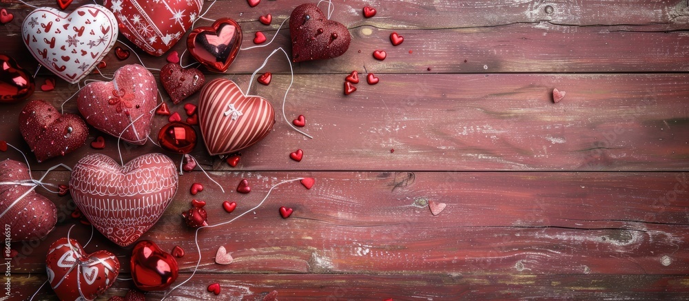 Aufkleber A top-down view for placing ads on Valentine's Day with ample copy space image available.