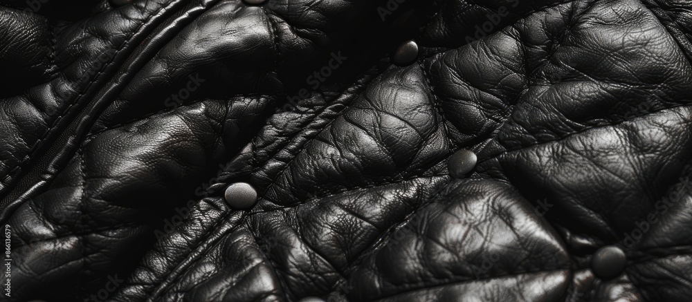 Aufkleber closeup of black leather texture as a jacket's fabric background with copy space image.