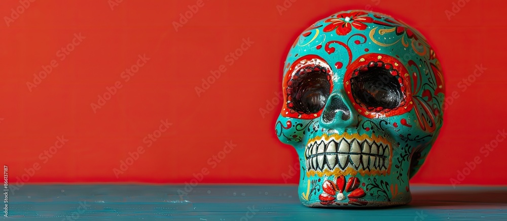 Poster sugar skull image with copy space. sugar is harmful.