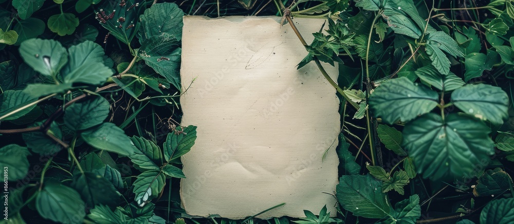 Poster Blank note with a nature-themed backdrop for a copy space image.