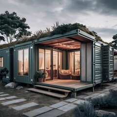 house made with containers, different construction models and different colors - 1