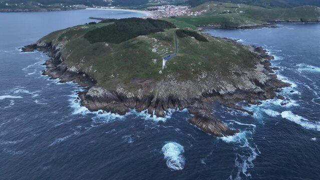 Faro de Laxe en A Coru&ntilde;a a vista de drone