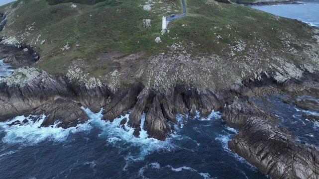 Faro de Laxe en A Coru&ntilde;a a vista de drone