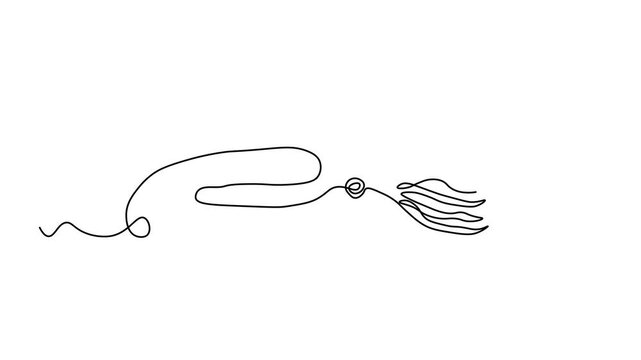 Self drawing animation one continuous line draw, logo,abstract squid, calamar