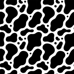 Black and white wavy shape seamless pattern. Retro abstract organic pattern in monochrome color. Trendy  cow print, water splash wallpaper design.