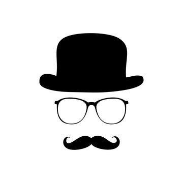 recommend clip art: Hipster silhouette , Glasses hat and mustache