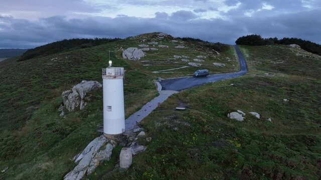 Faro de Laxe en A Coru&ntilde;a a vista de drone