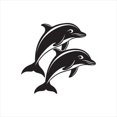 Obraz premium Dolphin silhouette design vector Art & Illustration AI Technology 