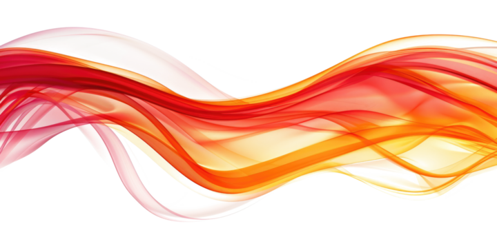 abstract yellow red gradient smooth wave isolated on white or transparent png