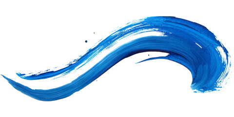 A single stroke of blue paint png on transparent background. watercolor painting. The brushstroke is bold smooth
