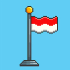 Pixel art flag of indonesia game asset design