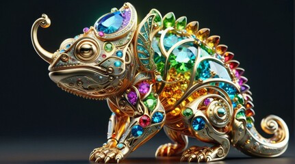 Fototapeta premium Ornate Jewel-Encrusted Mechanical Chameleon