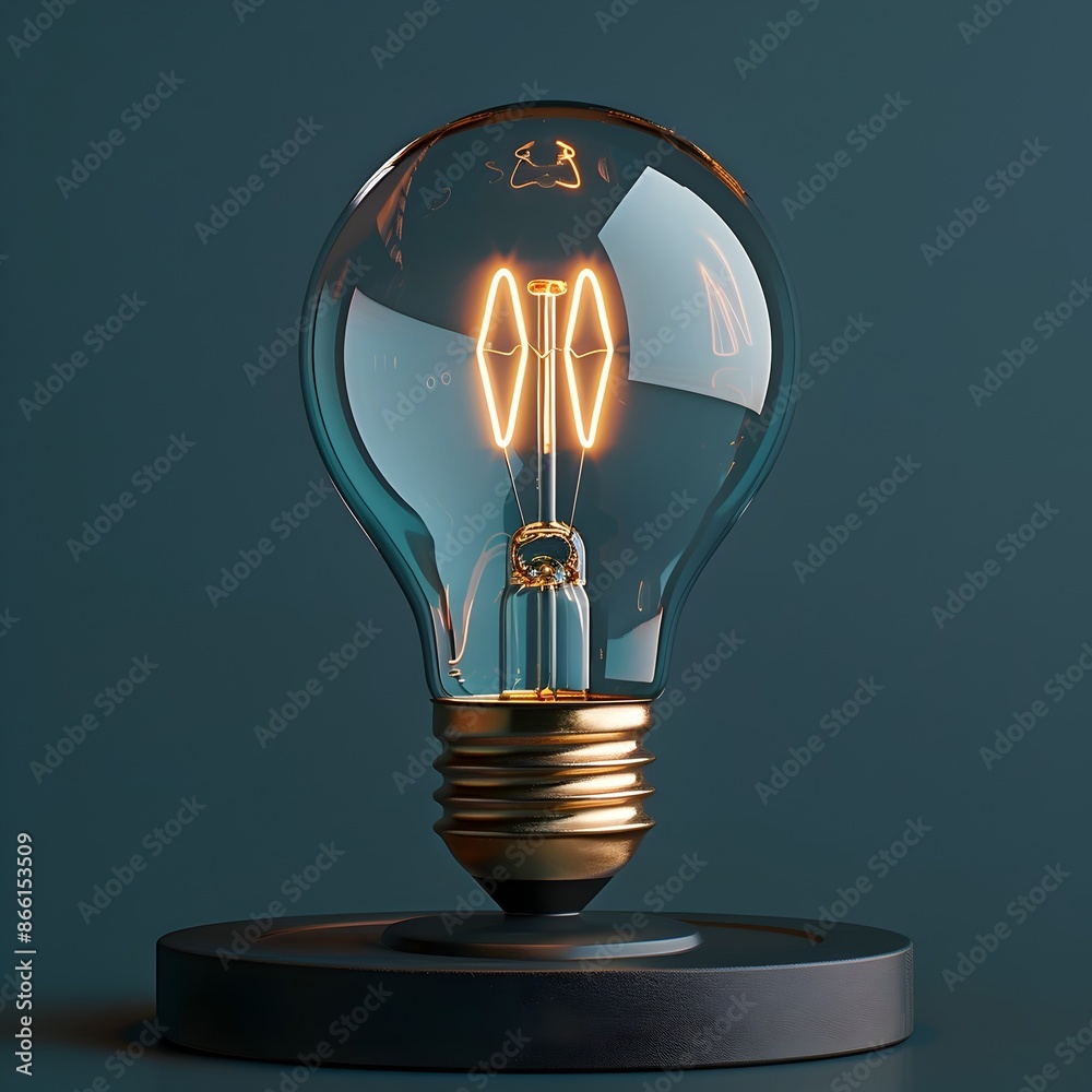 Canvas Prints Glowing Light Bulb on Pedestal Symbolizing Breakthrough Idea and Innovation