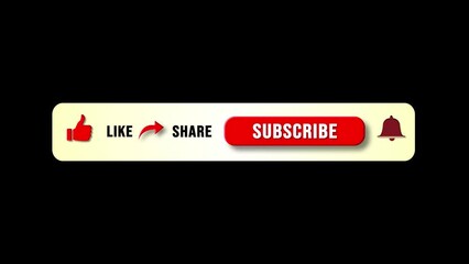 4k subscribe lower third button animation YouTube channel. Social Media. Like, Comment, Share Subscribe Button. Mouse clicking like button, subscribe bell notification. Social media interface