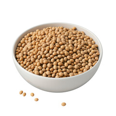 A bowl of soybeans, a staple ingredient in Asian cuisine, with a few soybeans scattered around the bowl., png, transparent