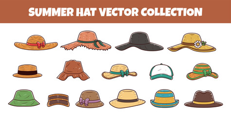 Set of summer hat vector collection