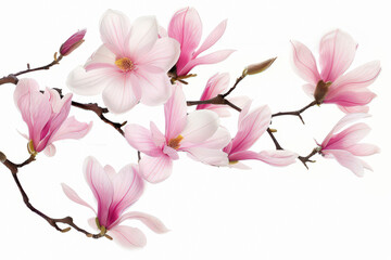 magnolia flower spring branch isolated on white background