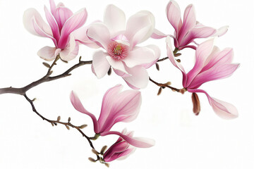 magnolia flower spring branch isolated on white background