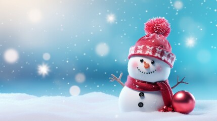 Fototapeta premium Cheerful Snowman in a Winter Wonderland