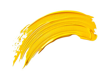 A yellow paint brush stroke png on transparent background