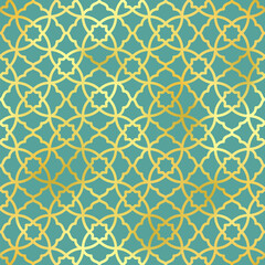 Gold and green Arabic style seamless pattern. Vector gradient oriental ornament background. Oriental traditional texture for backgrounds, wallpapers, textile patterns, decoration