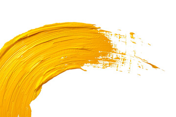 A yellow paint brush stroke png on transparent background