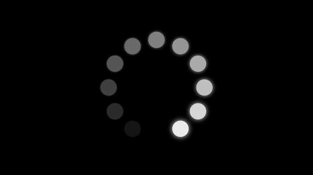 Round loading animatio on black background. Loading circle animation. 4K Loopable