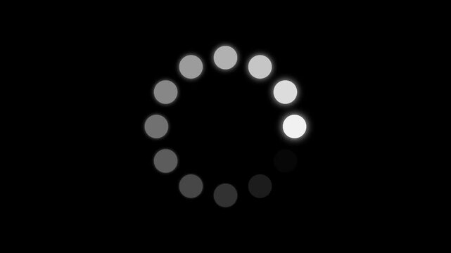 Round loading animatio on black background. Loading circle animation. 4K Loopable
