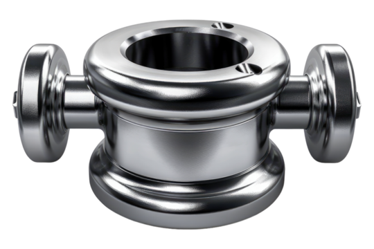 Aluminum coupling isolated on transparent background