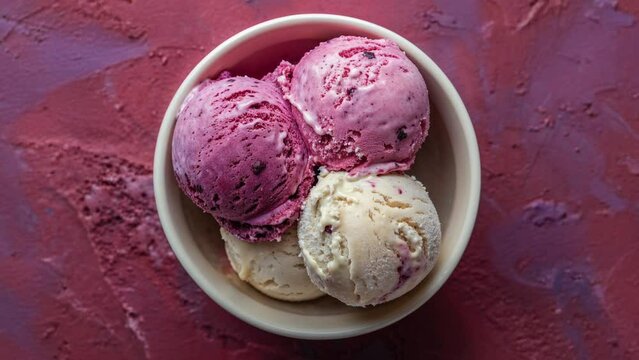 Top View of Colorful Ice Cream Scoops in Bowl
