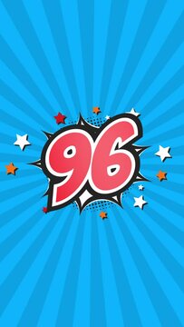 Animated Number 96 - Ninety-Six - 96th ninety-sixth