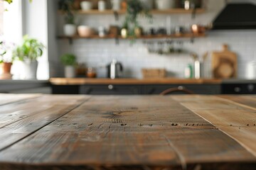 empty table top at Scandinavian kitchen concept
