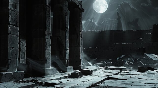 Shadows of Mystery in Film Noir Style - Exploring the Enigmatic Ruins of Tanis