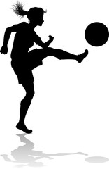 Female Soccer Football Player Woman Silhouette