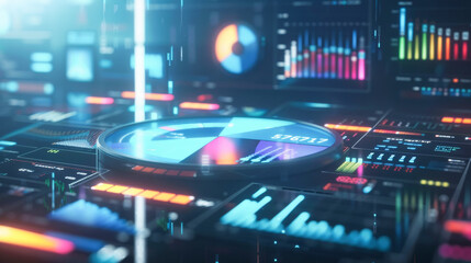 Digital marketing data visualization with graphs and charts