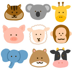 いろいろな動物の顔セット