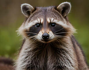 close up of a raccoon, portrait of a raccoon