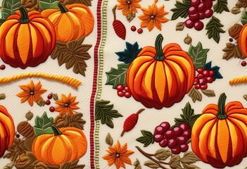 festive thanksgiving dish towels cornucopia motifs kitchen decor, pumpkin, turkey, autumn, harvest, seasonal, holiday, embroidered, colorful, decorative