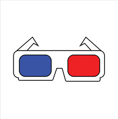3D Glasses Icon isolated on White. Vector Illustration. Realistic Style Simple Icon. Cinema Movie Film Watching Design Element.