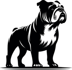 Hand drawn bulldog silhouette vector white background