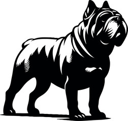 Hand drawn bulldog silhouette vector white background