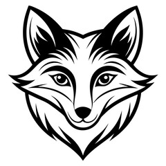 Silhouette of fox head illustration. Cute fox face logo with black color