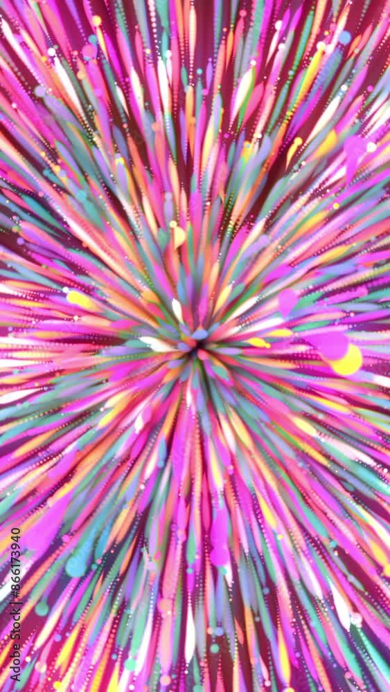 Sticker colorful explosive flow with moving lines and particles. motion. luminous bright stream of energetic