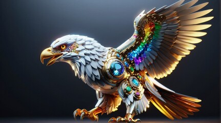 Obraz premium Ornate Mechanical eagle with Gemstone Adornments