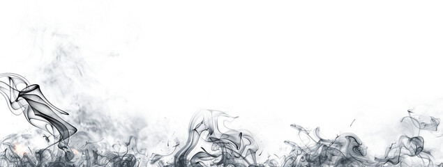 Fototapeta premium Black smoke border png on transparent background. Grey fog frame banner with copy space for text in the style of black and grey.