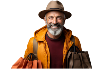 Middle aged man with doctor uniform Isolated on transparent background